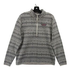 Vineyard Vines 1/2 Zip Snowflake Pullover, Small, Grey. Preppy